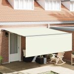 Cortina Retractabilă Crem 350 x 250 cm Material textil, Metal GartenMobel Dekor