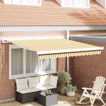Cortina Retractabilă Galben și alb 300 x 250 cm Stofă și Metal GartenMobel Dekor