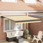 Cortina Retractabilă Galben și alb 300 x 250 cm Stofă și Metal GartenMobel Dekor