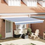 Cortina Retractabilă Albastru și Alb 400 × 300 cm GartenMobel Dekor