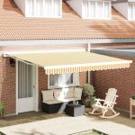 Cortina Retractabilă Galben și alb 400 × 300 cm Stofă și Metal GartenMobel Dekor