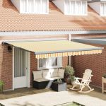 Cortina Retractabilă Manual Galben și alb 400 × 300 cm GartenMobel Dekor