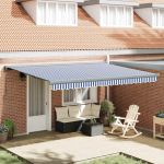 Cortina Retractabilă Albastru și Alb 450 × 300 cm GartenMobel Dekor
