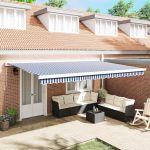 Cortina Retractabilă Albastru și Alb 500 × 300 cm GartenMobel Dekor