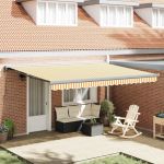 Cortina Retractabilă Manual portocaliu și alb 450 × 300 cm GartenMobel Dekor