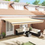 Cortina Retractabilă Manual portocaliu și alb 500 × 300 cm GartenMobel Dekor
