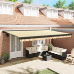 Cortina Retractabilă Portocalie și albă 500 × 300 cm GartenMobel Dekor