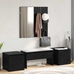 Set mobilier hol cu sertar 4 pcs Stejar negru 80 x 31 x 40 cm GartenMobel Dekor