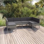Set mobilier de grădină cu perne, 6 piese, gri, poliratan GartenMobel Dekor
