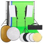 Set studio foto cu lumină, fundal și reflector GartenMobel Dekor