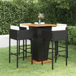 Set mobilier bar de grădină cu perne, 5 piese, negru, poliratan GartenMobel Dekor