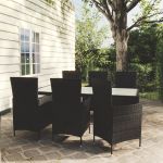 Set mobilier de exterior cu perne, 7 piese, negru, poliratan GartenMobel Dekor