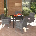 Set mobilier de grădină cu perne, 5 piese, gri, poliratan GartenMobel Dekor