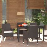 Set mobilier de grădină cu perne, 5 piese, maro, poliratan GartenMobel Dekor