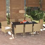 Set mobilier de grădină cu perne, 9 piese, bej, poliratan GartenMobel Dekor