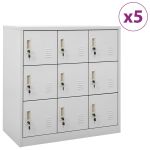 Dulapuri vestiar 5 buc. gri deschis 90x45x92,5 cm oțel GartenMobel Dekor