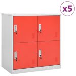 Dulapuri vestiar 5 buc. gri deschis și roșu 90x45x92,5 cm oțel GartenMobel Dekor