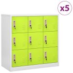 Dulapuri vestiar 5 buc. gri deschis și verde 90x45x92,5 cm oțel GartenMobel Dekor