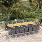 Set mobilier de grădină cu perne, 15 piese, gri, poliratan GartenMobel Dekor