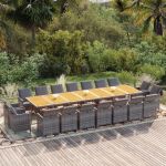 Set mobilier de grădină cu perne, 19 piese, gri, poliratan GartenMobel Dekor