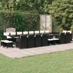 Set mobilier de grădină cu perne, 21 piese, negru, poliratan GartenMobel Dekor