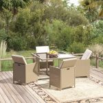 Set mobilier de grădină cu perne, 5 piese, bej, poliratan GartenMobel Dekor