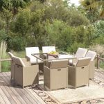 Set mobilier pentru grădină cu perne, 9 piese, bej, poliratan GartenMobel Dekor