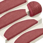 Covorașe pentru scări, 15 buc., 65x24x4 cm, semirotunde, bordeaux, mari GartenMobel Dekor