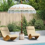 Parasol Balinez 260 Crem 180-190 cm Bumbac și lemn masiv GartenMobel Dekor