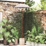 Parasol Balinez 260 Crem 95-100 cm Bumbac și lemn masiv GartenMobel Dekor