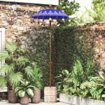 Parasol cu bază Albastru, Maro 250 cm Bumbac, lemn GartenMobel Dekor