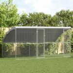 Cușcă pentru pui Argintiu 400 x 200 x 198.5 cm Oțel galvanizat GartenMobel Dekor