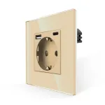 Priza Simpla + USB-A + USB-C LUXION cu Rama din Sticla SmartElectro IntelligentHouse