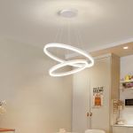 Lustra LED suspendata cu telecomanda CASIANA 69W, 2 Cercuri, lumina Rece/Calda/Neutra, Dimabila, Alb, Inaltime Reglabila ModernLight Concept