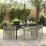 Set de masă pentru grădină 5 pcs Gri deschis poliratan GartenMobel Dekor