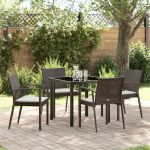 Set de masă pentru grădină 5 pcs Maro Rattan poli GartenMobel Dekor