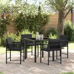 Set de masă pentru grădină 5 pcs Negru poliratan GartenMobel Dekor