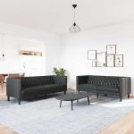 Set de canapea 2 pcs Negru 194 x 74.5 x 70.5 cm GartenMobel Dekor