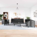 Set de canapea 3 pcs Negru 194 x 74.5 x 70.5 cm GartenMobel Dekor