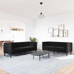 Set de canapea 2 pcs Negru Catifea GartenMobel Dekor
