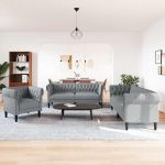 Set de canapea 3 pcs Gri deschis țesătură GartenMobel Dekor
