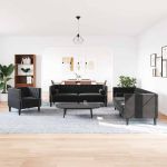 Set de canapea 3 pcs Negru Catifea GartenMobel Dekor