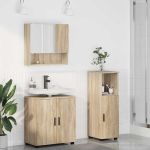 Set de mobilier pentru baie 3 pcs Stejar sonoma 61 x 35 x 64 cm GartenMobel Dekor