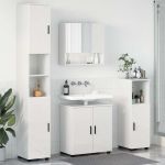 Set de mobilier pentru baie Pe perete 4 pcs Alb foarte lucios GartenMobel Dekor