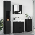 Set de mobilier pentru baie cu ușă 4 pcs Negru 61 x 35 x 64 cm GartenMobel Dekor