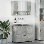 Set de mobilier pentru baie 2 pcs Gri beton 76.5 x 35 x 64 cm GartenMobel Dekor