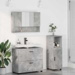 Set de mobilier pentru baie 3 pcs Gri beton 76.5 x 35 x 64 cm GartenMobel Dekor