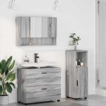 Set de mobilier pentru baie 3 pcs sonoma gri 76.5 x 35 x 64 cm GartenMobel Dekor