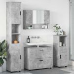 Set de mobilier pentru baie 4 pcs Gri beton 30 x 35 x 192 cm GartenMobel Dekor