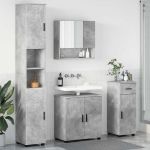 Set de mobilier pentru baie 4 pcs Gri beton 61 x 35 x 64 cm GartenMobel Dekor